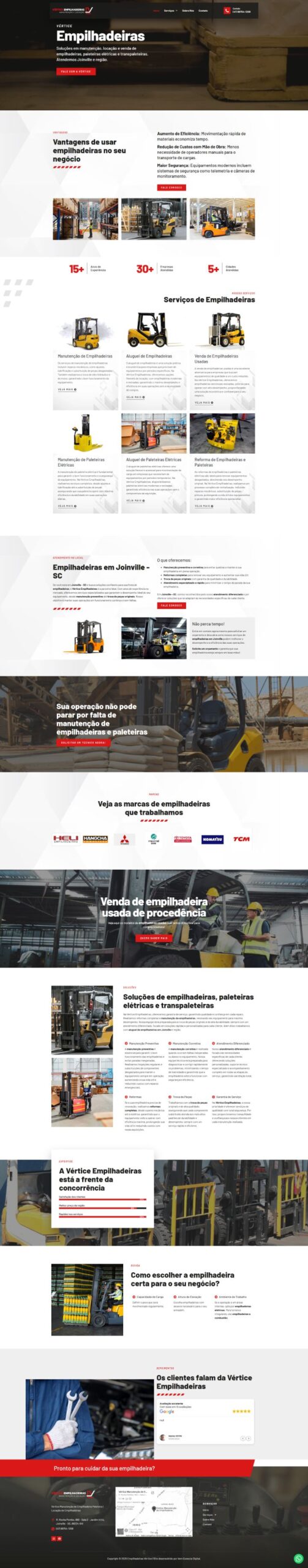 Site Vértice Empilhadeiras desenvolvido pela Vem Conecta