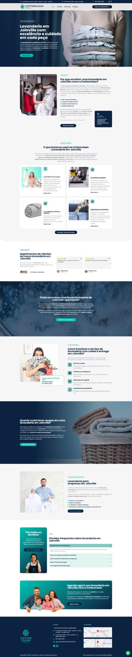 Site Cotton Clean Lavanderia desenvolvido pela Vem Conecta