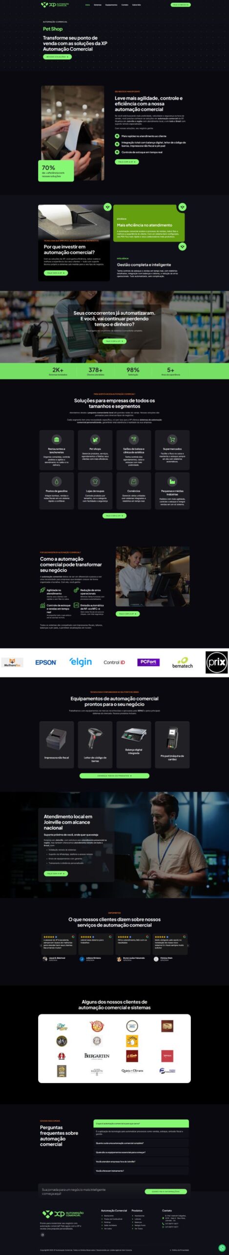 Site XP Automação Comercial desenvolvido pela Vem Conecta