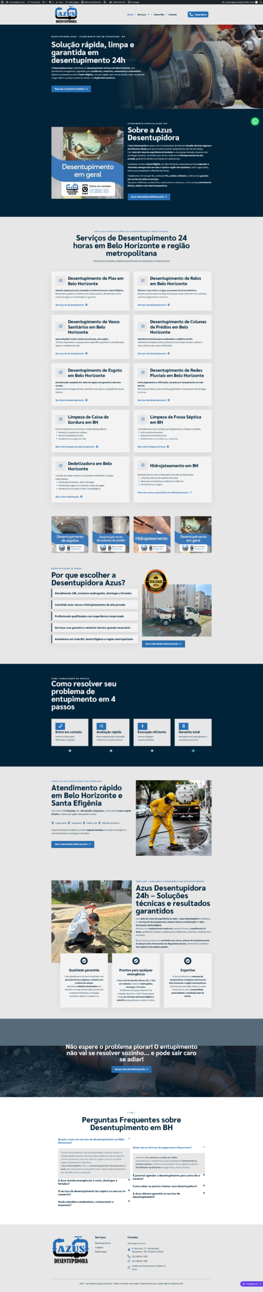 Site desenvolvido para Azus Desentupidora em Belo Horizonte e região